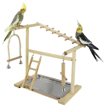 Parque para Aves,Escaleras Columpios Juguetes De Escalada | con Bandeja Y Taza Extraíbles De Acero Inoxidable para Periquitos,para Masticar Forrajeo Entrenamiento para Periquitos