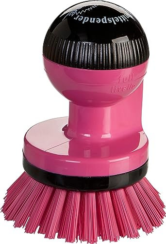 haug bürste - Knopfbürsten/Spül- und Topfbürste - mit Spülmittelspender - Material: Nylon - Größe: L 65 x B 45 x H 90 mm - Farbe: Rosa - Made in Germany