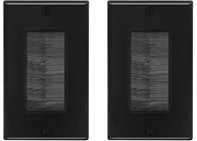 VCE Brush Wall Plate, Single Gang Brush Plates Cable Pass Through for Covering Wall Hole with TV/HDMI/Ethernet Wires, 2 Pack in Black