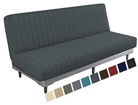 MAXIJIN Copridivano Elasticizzato a 3 Posti Senza braccioli Copridivano Clic Clac Pieghevole Regolabile Fodera Futon Rimovibile Universale per Soggiorno (Grigio)