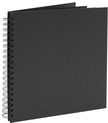 Álbum de fotos de tapa dura, 25,4 x 25,4 cm, libro de visitas de boda, álbum de fotos en espiral negro, tapa de cartón, para manualidades, diario, cuadrado, 40 hojas