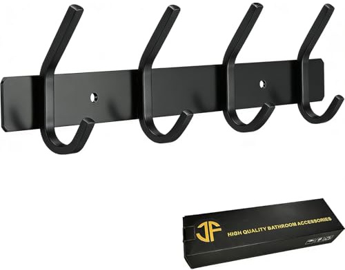 JOLY FANG Perchero de Pared, Ganchos de Percheros de Pared Acero Inoxidable, Perchas de Pared Ideal para Dormitorio Baño (4-Gancio, Negro)