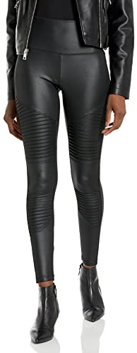 Andrew Marc Sport Women's High Waist Liquid Legging, Regular and Plus Sizes, Black Moto, Large
