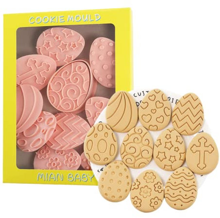 Oster-Ausstechformen-Set, 10 Stück, 3D-Kunststoff-Ostereier-Stempel-Set, Keksausstecher für Ostern, DIY-Backen