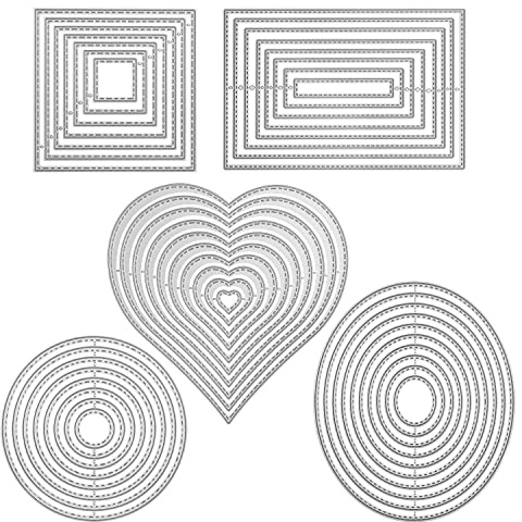 5 stycken stansschabloner geometriskt set stansformar kvadratisk rektangulär cirkel rund oval hjärta ram skärning prägling mall stämpel stansning stenciler för scrapbooking album kort pyssel