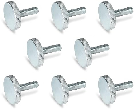 Ganter standardelement | platta räfflade skruvar | räfflade skruvar (låg form) | DIN 653-M3-10-ZB | 8 stycken | galvaniserat stål | gänga: M3 x 10
