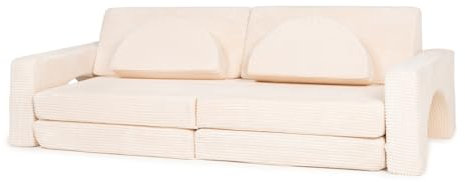 MKS Spielsofa, Kindersofa aus Schaumstoff Bausteine - Spielsofa für Kinder & Kuschelecke im Kinderzimmer | Bestehend aus 10 Teilen für den Schlafbereich und das Spielzimmer (Creme)