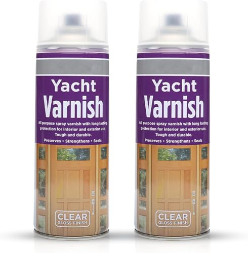 2 x All Purpose Yacht Varnish 400ML - Professional Gloss Finish Spray Wood Color Paint