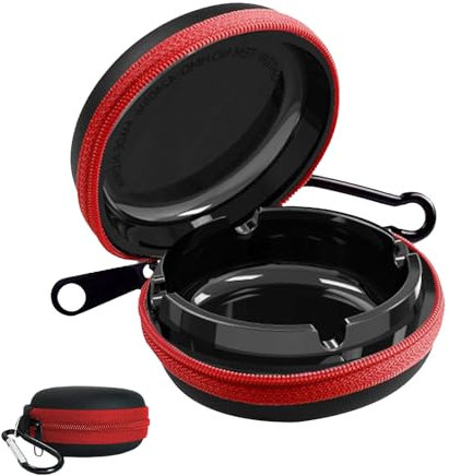 Taschenaschenbecher, Tragbarer Aschenbecher Metall-Aschenbecher mit Schlüsselring Geruchssicher & Tragbarer Aschenbecher (Rot)