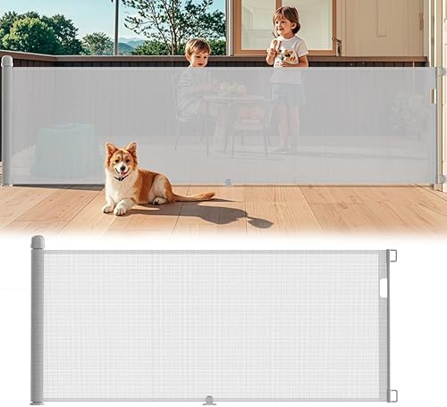 Aufun Trappskyddsgaller utdragbart 300 cm, dörrskyddsgaller baby, avstängningsgaller, skyddsgaller, trappor för katter och hundar, extra brett babygaller, trappskyddsrullgardin för inomhus- och