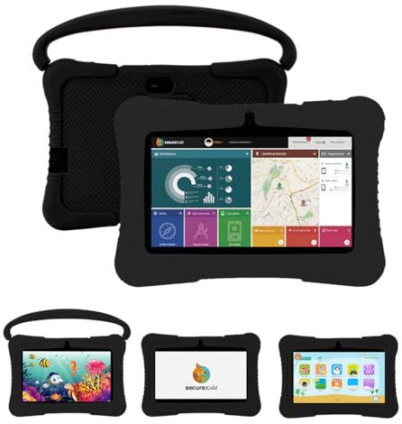 Save Family Kids 7 Tablet niños pedagógica – con navegador Infantil, Control Parental y Contenidos, Anti-Bullying, Juegos, Módulo Montessori y Funda Silicona, Marca española – Color Negro