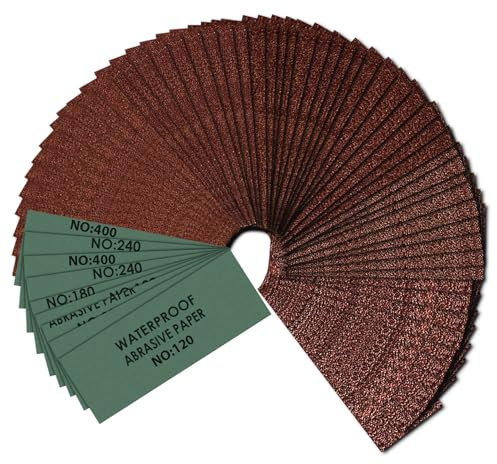 Papel de Lijas, 72 piezas Lijas en Húmedo y en Seco Grano 120 150 180 240 400, Lijas Finas para el Acabado de Coches Metal Madera Pintura Paredes Cristal