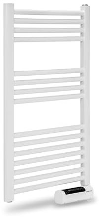 TROTEC Scaldasalviette elettrico TWH 500 S - 500 W, montaggio a parete, design a tubo piatto bianco, funzionamento silenzioso, IPX4, ideale per bagno e WC per ospiti