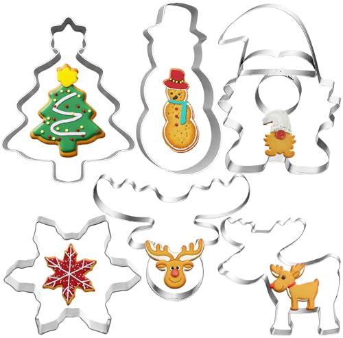 Ausstechformen Weihnachten, 6-Teiliges Set Keksausstecher Weihnachten, Groß Wiederverwendbar Plätzchenausstecher Aus Edelstahl, Ideal Für Torten-Dekoration, Zuckerkekse Und Plätzchen
