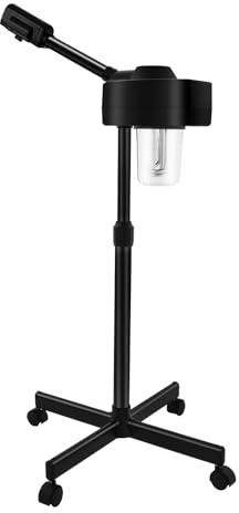 Vaporizador facial vertical, salón de belleza, sauna facial, vaporizador con ruedas, niebla cálida, humidificador, altura ajustable, pulverizador de vapor para hogares, salones de belleza, spas