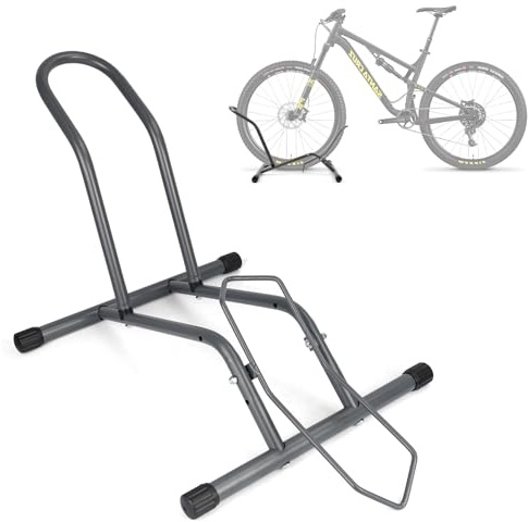 MEGHNA, Supporto per Bicicletta Professionale da Terra, Supporto Montato a Pavimento, Supporto per Parcheggio Biciclette per Mountain Bike, Bici da Corsa, MTB Nero (1 Pezzo Supporto per Bicicletta