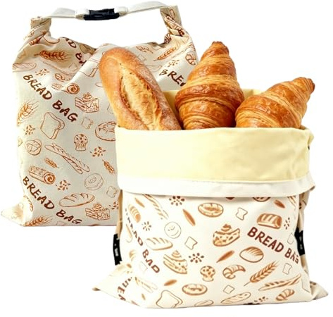 2 sacchetti per pane in cera d'api, 43 cm x 33 cm, in lino, riutilizzabili, con cera d'api e lino, per pane e prodotti da forno (nessuna cerniera)