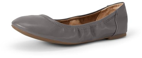 Amazon Essentials Women's Slip On Ballet Flat Ballerina Shoes, Charcoal, 8.5