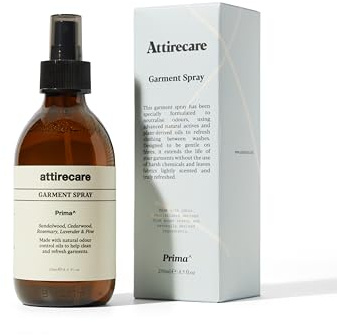 Attirecare Plant-Based Fabric Freshener Spray - Odour Eliminator for Clothes, Linen & Soft Furnishings -Sandalwood Cedar & Lavender Scent - 250 ml