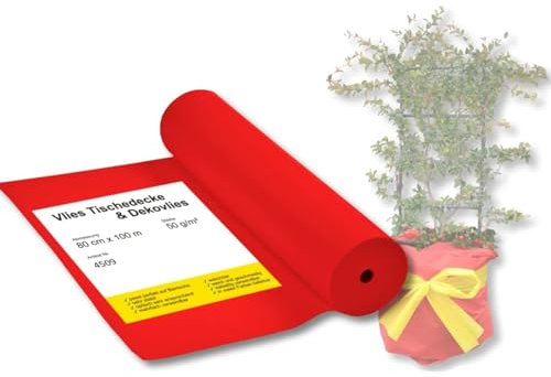 AGRI plus Deko Frostschutzvlies 0,8 x 100 m I Wintervlies für Pflanzen & Töpfe I 50 g/m² hochwertiger Dekorationsstoff in rot I Reißfestes Gartenvlies I Pflanzenvlies zur Überwinterung