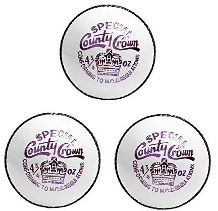 CW Spcl County Crown Test Match Damen Cricketball 4 Stück Hardball weiß 3 Stück