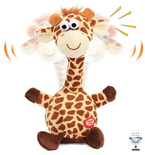 Hoppearl Talande Giraffe Upprepar Vad Du Säger Skakar Huvudet Elektriskt Interaktivt Animerat Leksakstalande Plysch Kompis Födelsedagspresenter För Småbarn, 24 cm