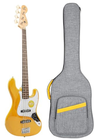 LETSROCK Bass Guitar Case, Bass Guitar Gig Bag 0.4 Inch waterproof Thick Padding Backpack Soft Bass Case Dual Adjustable Shoulder Strap Pocket & Neck Strap Gray