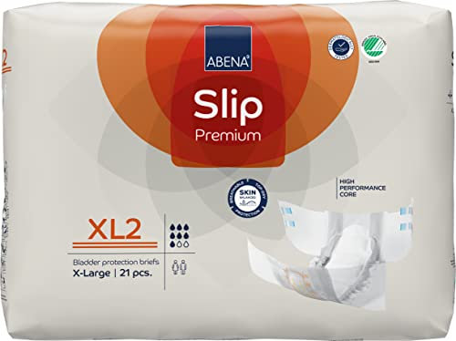 ABENA Slip Premium All-in-One Inkontinenzeinlagen für Damen und Herren, Eco-Labeled Damen-Inkontinenzeinlagen, Inkontinenzeinlagen, XL 2, 110-170 cm Taille, 3400 ml Saugfähigkeit, 21 Stück