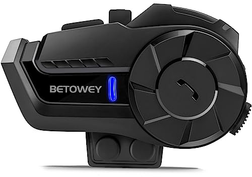 BETOWEY Interfono Moto, Cuffie Bluetooth Casco B2X Sistema di Comunicazione Wireless 5.1 con Condivisione Musica, Assistente Vocale, Radio FM, Distanza Interfono fino a 800-1000 metri (1 Pezzo)