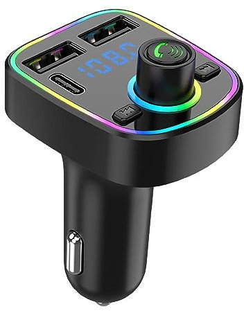 Bluetooth-Adapter für Auto, kabelloser FM-Radio-Transmitter, Freisprechen und Audio-Empfänger, Dual-USB-Port-Ladegerät, kompatibel für alle Smartphones