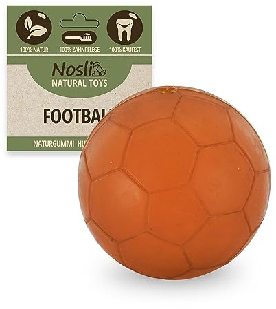 Nosli Natural Toys Football • Palla per cani di alta qualità in 100% gomma naturale • giocattolo da masticare per cani • palla da lancio per cani piccoli e grandi • palla giocattolo per cani • palla