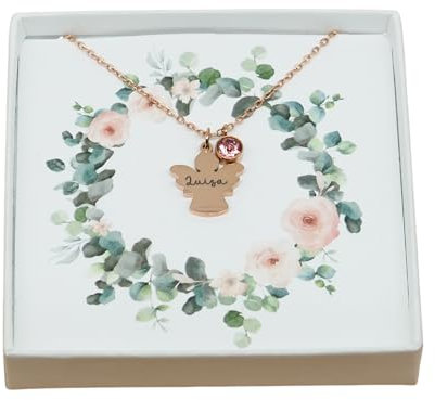 Personalisierte Kette ｜Geschenk zur Taufe ｜Geschenk Patenkind｜Halskette Kommunion｜ Schutzengel Taufkette