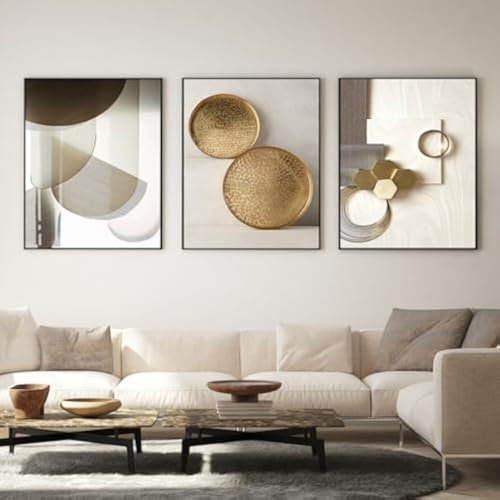IUNTWEIE Quadro astratto su tela, geometrico, astratto, moderno, decorazione da parete, per soggiorno, camera da letto, immagini senza cornice (A,40 x 60 cm x 3)