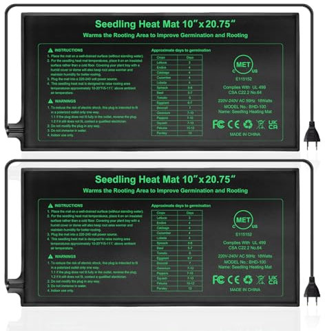 10 X 20.75 Tapis Chauffant Pour Semis Coussin Chauffant Pour Serre,Tapis Chauffant Imperméable Pour La Germination Des Graines,Tapis Chauffant Hydroponique Pour Le Démarrage Des Graines (2 Pack)