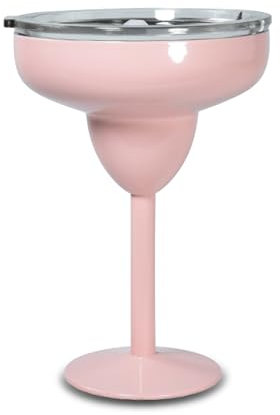 AGH Gobelet à martini isotherme en acier inoxydable avec couvercle, 295 ml, gobelet à vin isotherme à double paroi pour fête, vacances, pique-nique, piscine, plage, terrasse (rose)