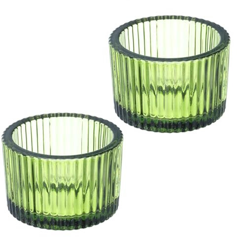 PATIKIL 2 Pcs Tealight Candle Holder, Tea Lights Candle Holder Glass Votive Candle Holders Glass Candle Holders for Table Centerpiece Decor Wedding Dinner Party, Green
