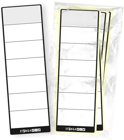 itenga 50x Ordneretiketten Ordnerrückenschild für breite Ordner I Aufkleber für Ordnerrücken selbstklebend aus Haftpapier 6x19cm (schwarz)