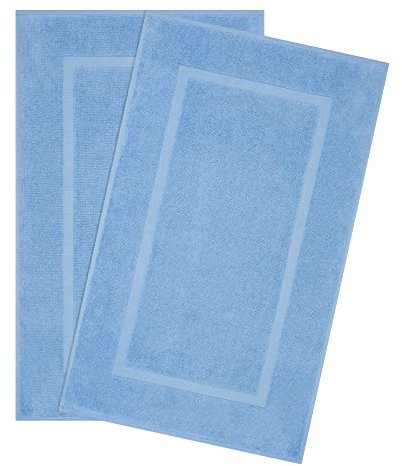Hammetex Badetuch-Matte 2er Set, 100% Baumwolle Handtuchmatte 900 GSM, Oeko-TEX Zertifiziert, saugfähig & waschbar für Badezimmer, 51x86 cm, Hellblau
