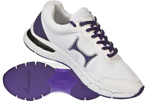 Henselite Ladies L500 Indoor and Outdoor Bowls Shoes (White and Purple, UK Footwear Size System, Adult, Women, Numeric, Medium, 5)