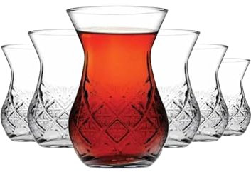 NORDIC SCHILLER Türkische Teegläser Set 155 ml 6-teilig (6 Personen Set), 6 Türkische Teegläser, Teebecher, Cay Bardagi Seti (6 Personen Set) (6 Teeglaser)