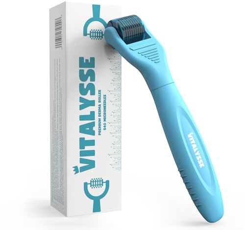 Under Eye & Face Derma Roller – Vitalysse 0.25mm Titanium Microneedling Tool for Dark Circles, Puffy Eyes, Fine Lines– CE & RoHS Certified, Replaceable Head - Safe for Delicate Skin