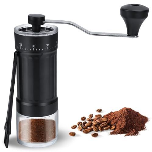 NCTNCX Kaffeemühle Manuell Kaffeemühle Hand Handkaffeemühle Hochpräzisen Keramik Kegelmahlwerk Verstellbarer Mahlgrad Coffee Grinder for Home, Outdoors and Camping