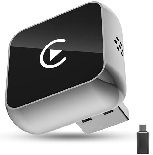 Adattatore Wireless Android Auto CarPlay 2-in-1 USB Type-C per Apple, Chiavetta Dongle Compatibile con IPhone IOS 10+ e Android 11+, Plug & Play per Auto，argento