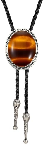 ElevateTech Bolo Tie For Men Necklace Accessories Fashion, Round Shape Western Cowboy Bola Bolero Tie Supplies Western Jewelry Handmade With Alloy Brown Turquoise Cowboy (Brown)