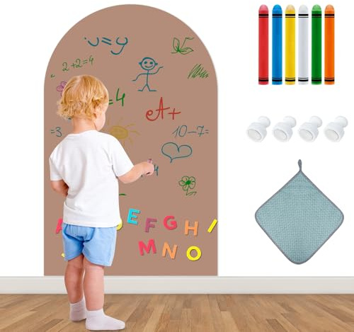 Magnetic Wall Decal for Kids,32x40 Inch Arched Magnetic Chalkboard for Wall,Suitable for Home Decoration Wallpaper and Children's Game Room (Ancient Tea, 16x24 Inch)