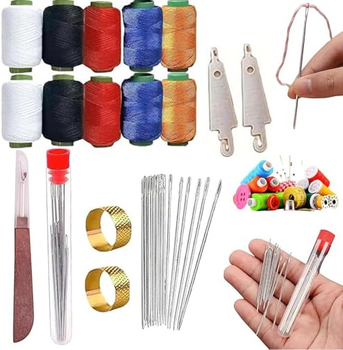 JOYOLA Juego de 41 herramientas de costura, agujas de coser de acero inoxidable con kit de hilos, accesorios de costura portátiles para reparaciones