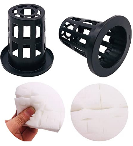 BIPY 96pcs Hydroponic Planting Net Pot Cups with Sponge Plastic Mesh Pot Basket Garden Planting Grow Clone Bucket Containers (Black)