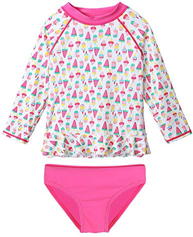 XFGIRLS Pantalon De Groupe Deux Pièces Maillot de Bain Manches Courtes Protection UV pour Filles de 6Mois à 6Ans
