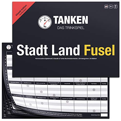 Inspiracles TANKEN Stadt Land Fusel Trinkspiel - Partyspiel für Erwachsene, Lustiges Geschenk für Männer und Frauen - Witziges Spiel & Gadget, Spieleabend, Saufspiel