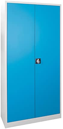 ADB Armoire à portes battantes 92 x 42 x 195 cm - Armoire d'atelier - Armoire de bureau - Armoire en métal - Gris/bleu